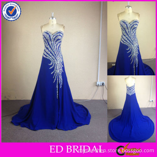 NC919 2014 Latest Real Sample Stunning Beaded Royal Blue Prom Dress